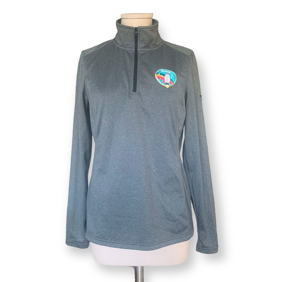 THE NORTH FACE Running Top Track Jacket Gray Mock Neck Quarter Zip Active Medium - Picture 2 of 10